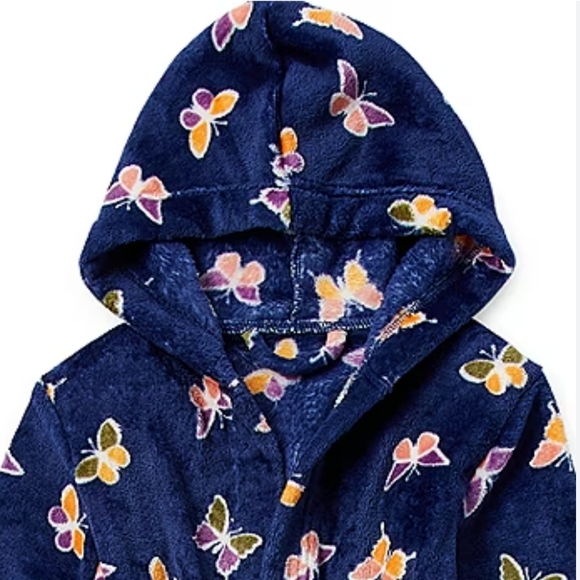 Okie Dokie Toddler Girls Mid Length Long Sleeve Hooded Butterfly Robe Blue 6X - Picture 2 of 11